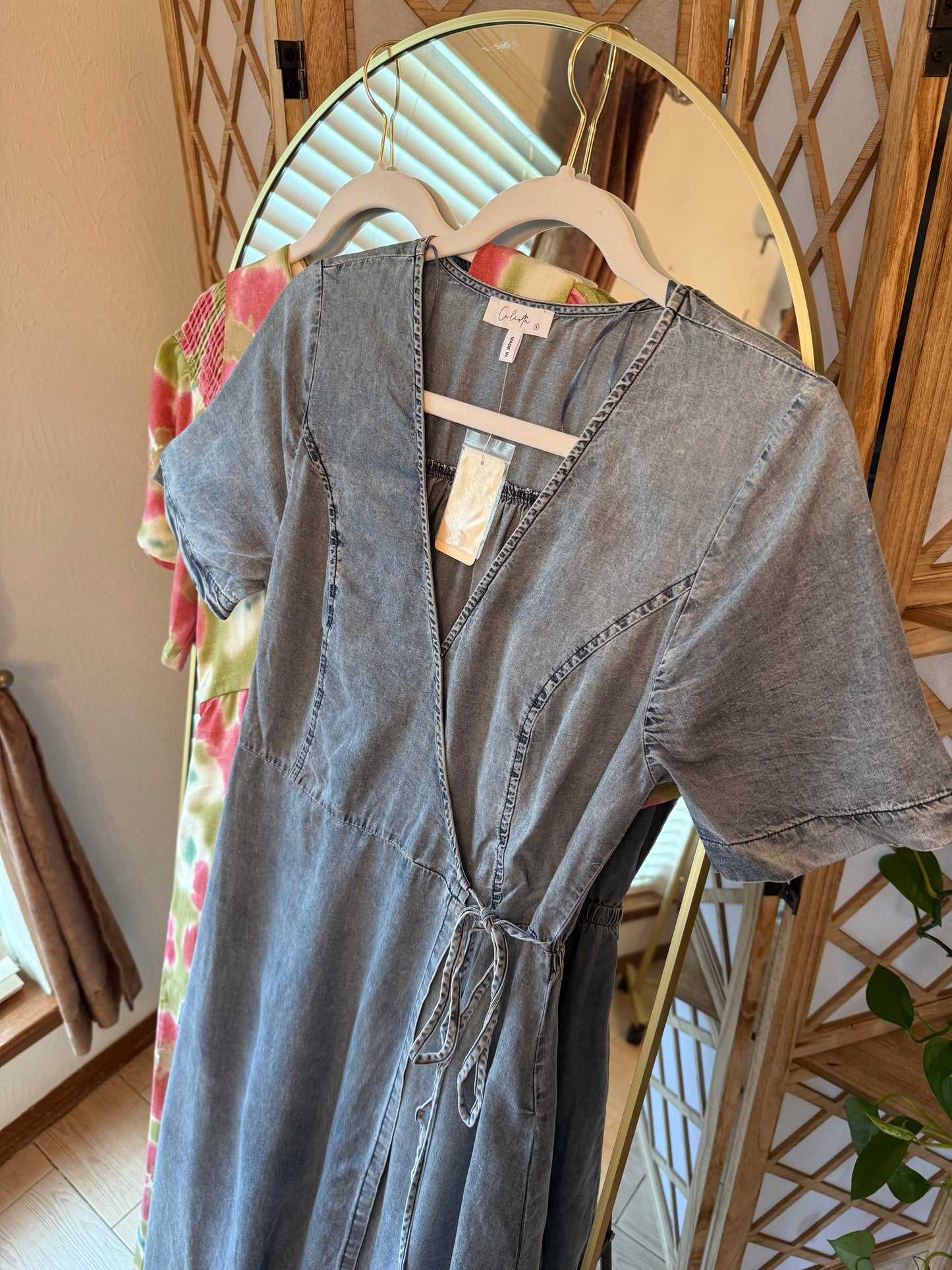 Denim Wrap Maxi Dress