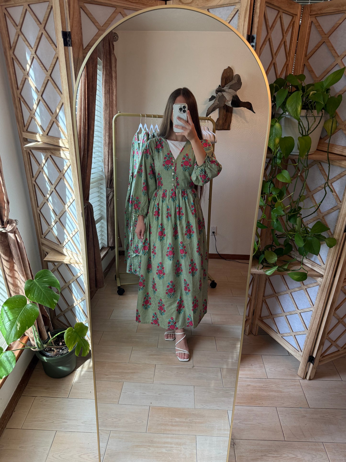 Cotton striped Midi Dress