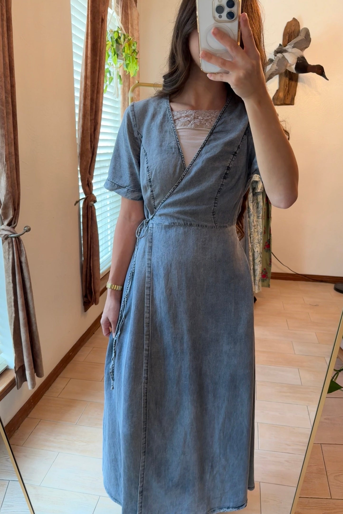 Denim Wrap Maxi Dress
